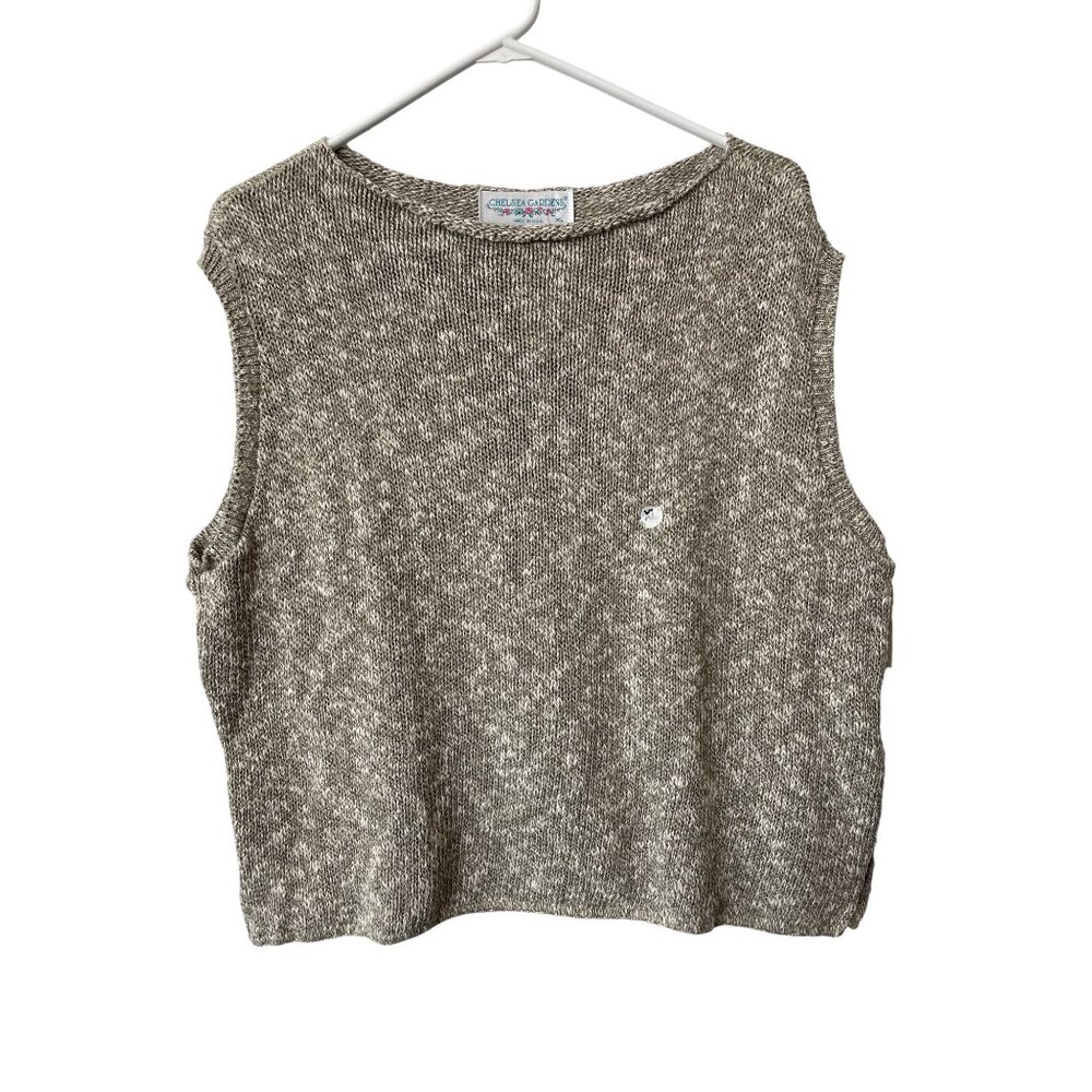 Vintage 90s Chelsea Gardens Sweater Top Size XL Sleeveless Knit Deadstock NEW